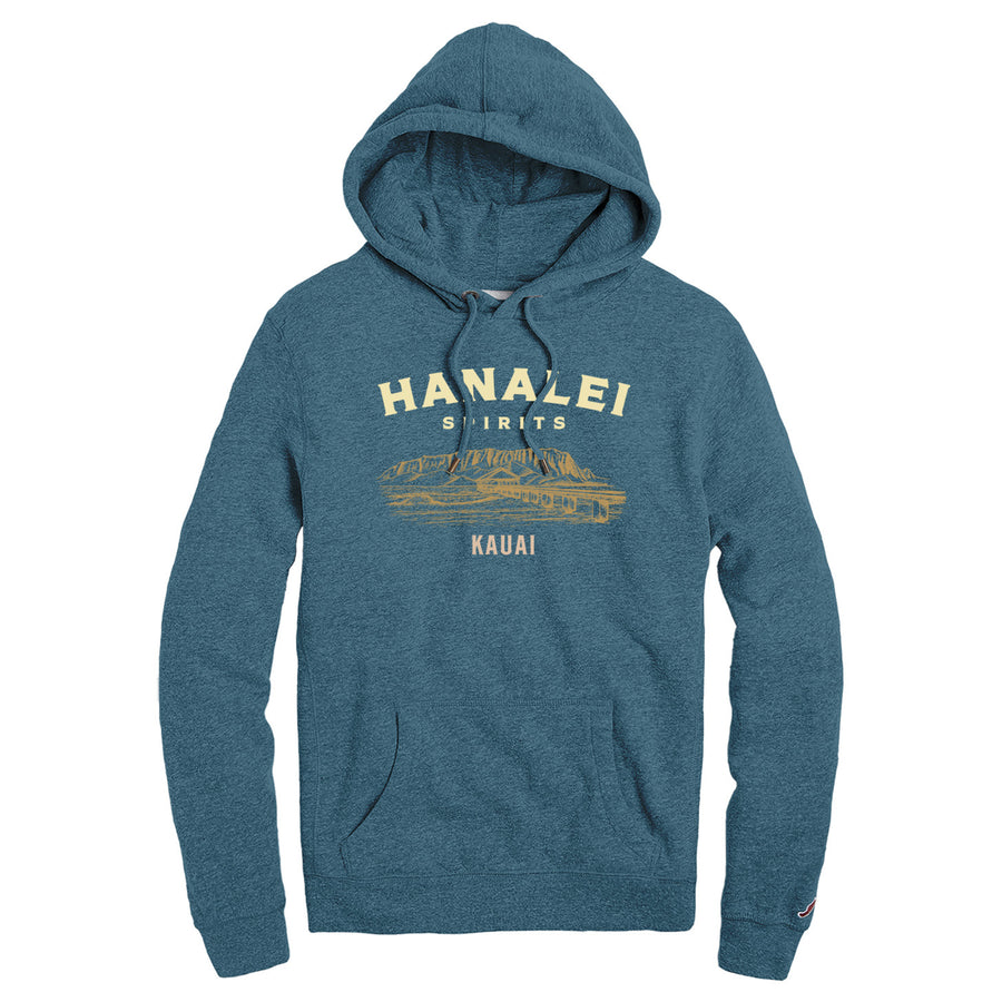 Heather Sapphire Hoodie w/ Hanalei Spirits Front Logo